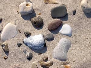 Stones rounded by wave action