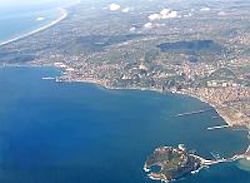 View of the Bay of Naples near to Mount Vesuvius.