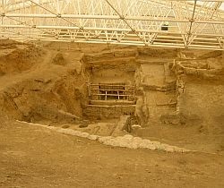 The main excavation of the hoyuk showing the layers displayed through the soil