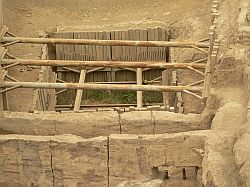 Another view of the excavated hoyuk showing the layers in the soil representing past ages