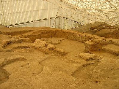 Further view of excavations through the layers of soil. Each layer revealed represents an age of the civilisation protected until now by the soil