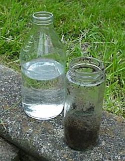 Start off with a jar a third filled with soil