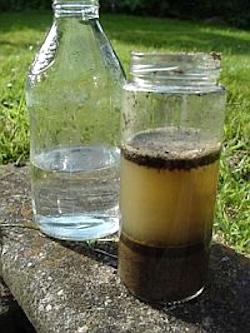 The soil jamjar experiment - note the layers of soil