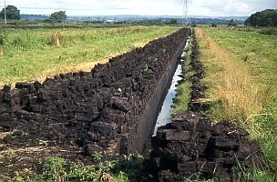 Peat cutting in Somerset, England. You can really see the impact peat cutting has on the landscape! Image Credit and Copyright: Rodney Burton