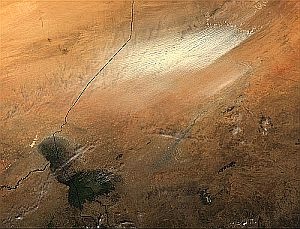 Desertification from space - a dust storm in Chad. Image credit and copyright: NASA Goddard Space Flight Center (NASA-GSFC)