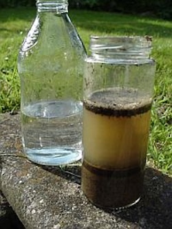 The soil jamjar experiment shows clearly the organic matter component in soil. To learn more, see the JamJar experiment in the activities section.